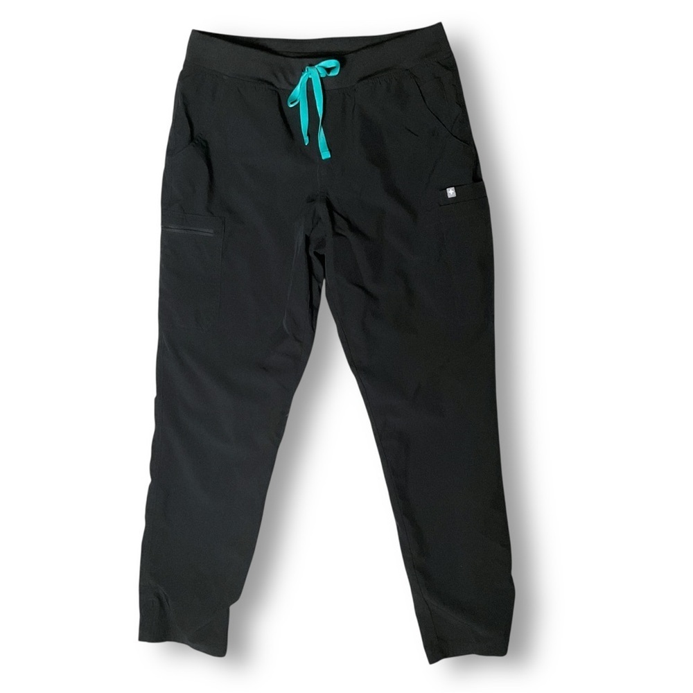 Figs Yola FreeX Lined Straight Leg Scrub Pants Sz L Tall Black Medical Healthcar